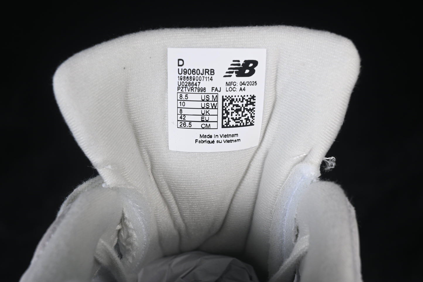 New Balance 9060 White Black Metallic Silver U9060JRB