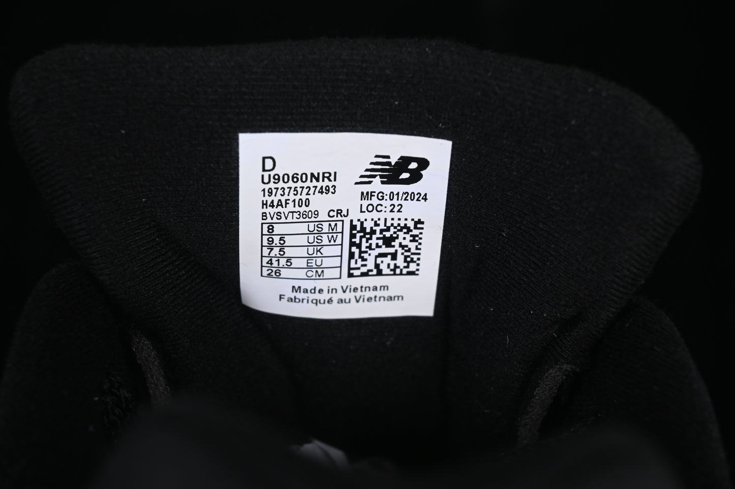 New Balance 9060 Triple Black Leather U9060NRI